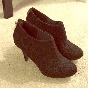 Black lace booties